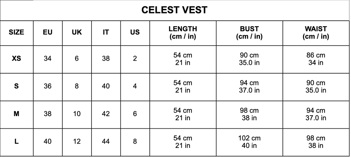 Size chart