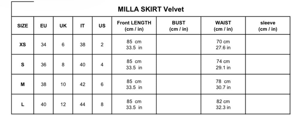 Size chart