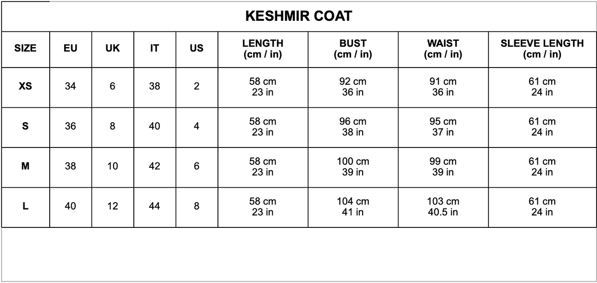 Size chart
