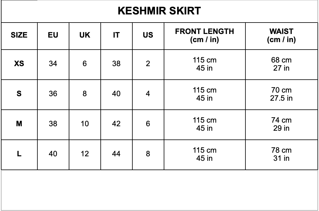 Size chart