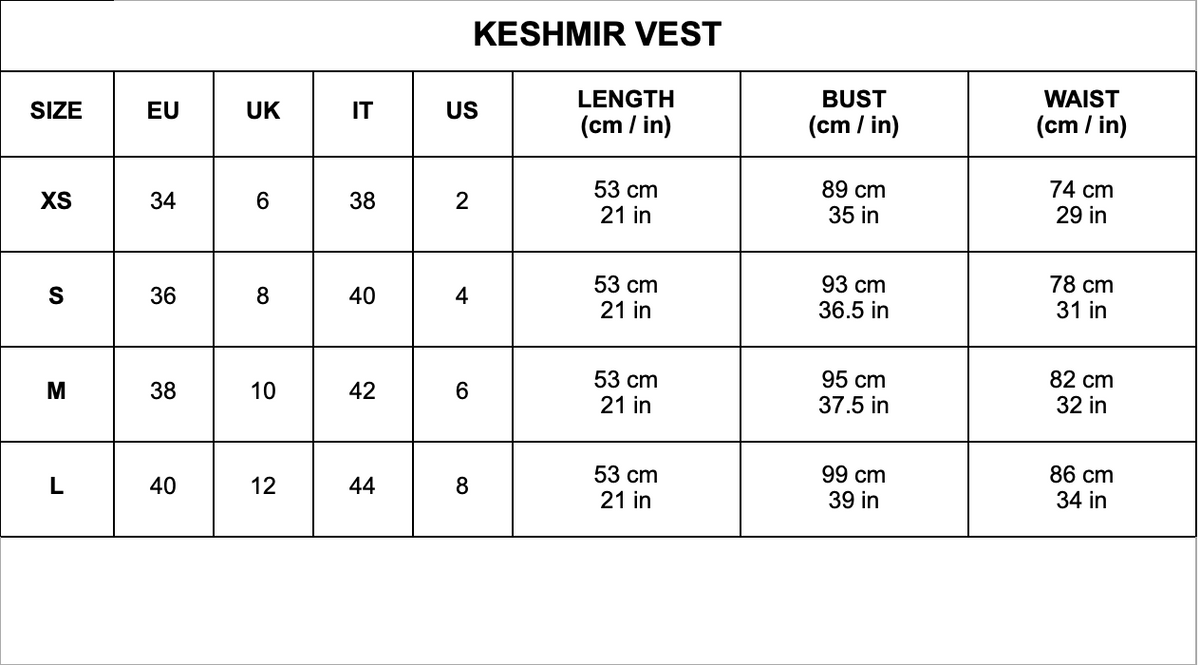 Size chart