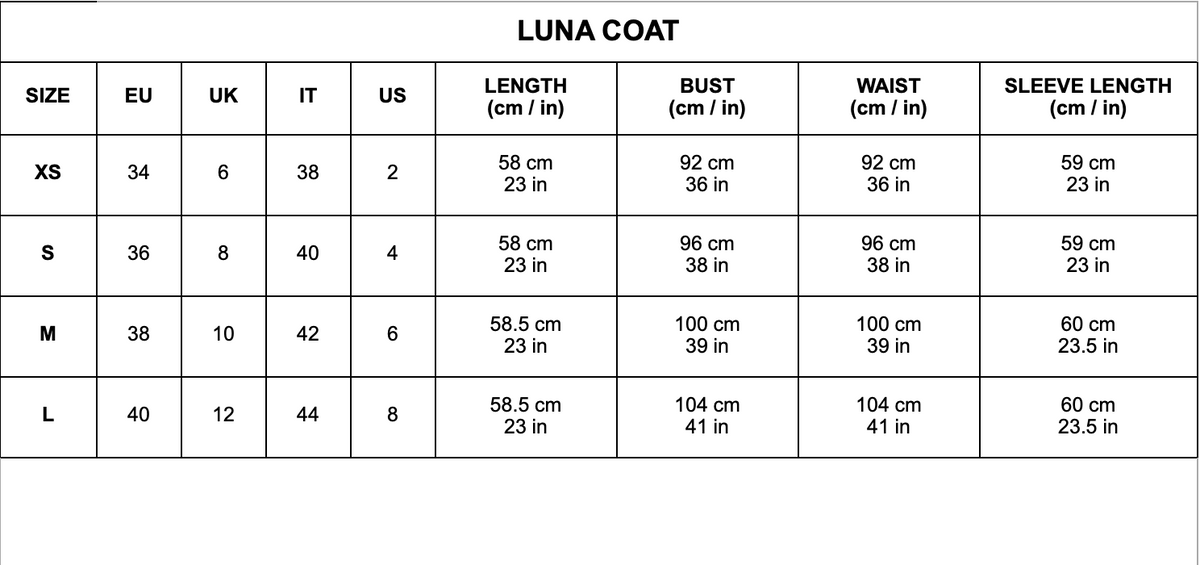 Size chart