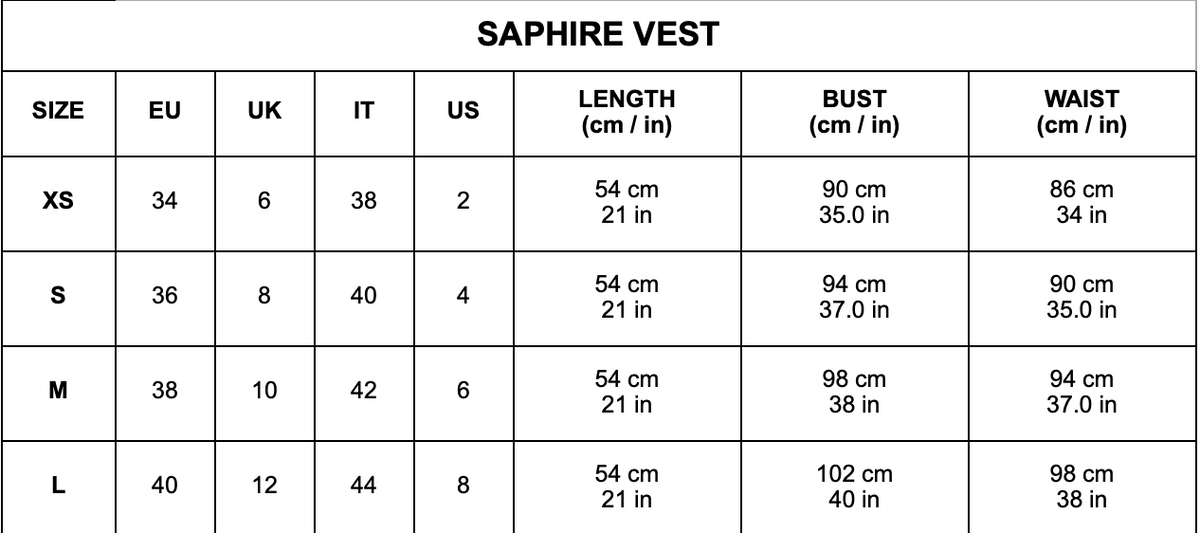 Size chart