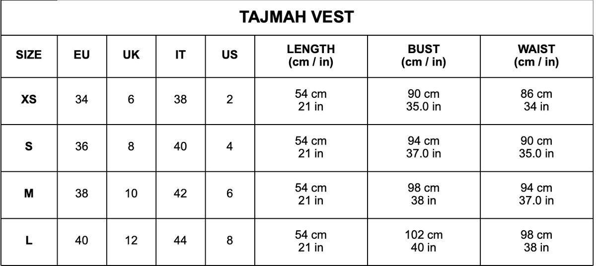 Size chart